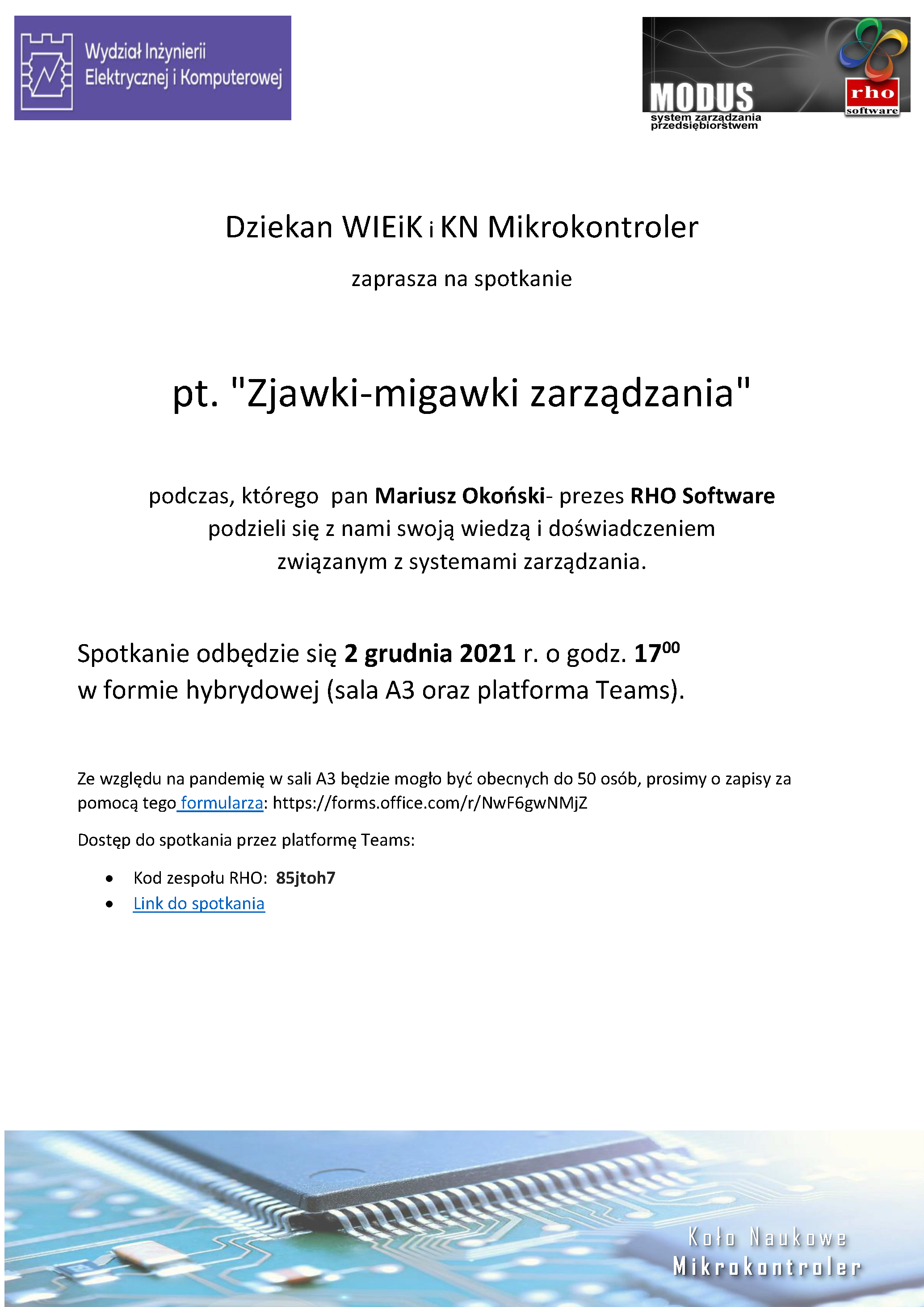 Spotkanie: Zjawki-migawki zarządzania, 2.12.2021, 17:00